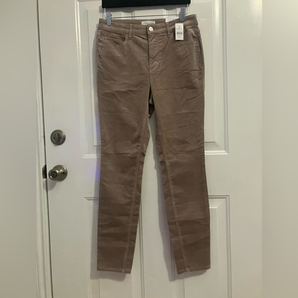 Loft -corduroy pants beige/neutral color curvy high waist skinny